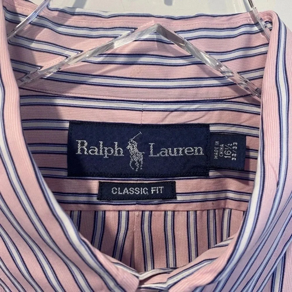 Polo Ralph Lauren Striped Button Up Dress Shirt Pony Mens 16.5‎ Large